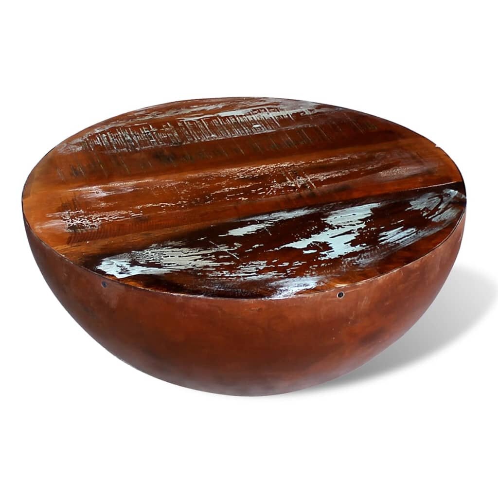Image of Coffee Table Bowl-shaped with Steel Base Solid Reclaimed Wood