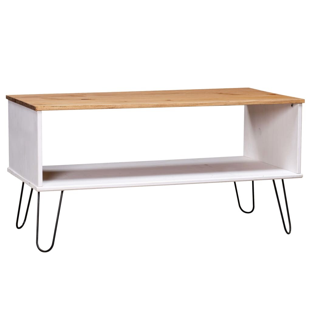 Image of Coffee Table "New York Range" White and Light Wood Solid Pine Wood
