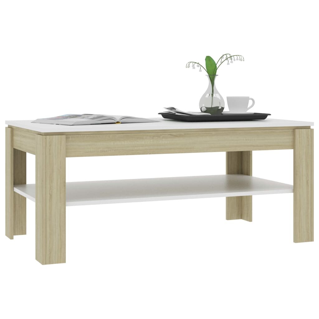 Image of Coffee Table White and Sonoma Oak 433"x236"x185" Chipboard