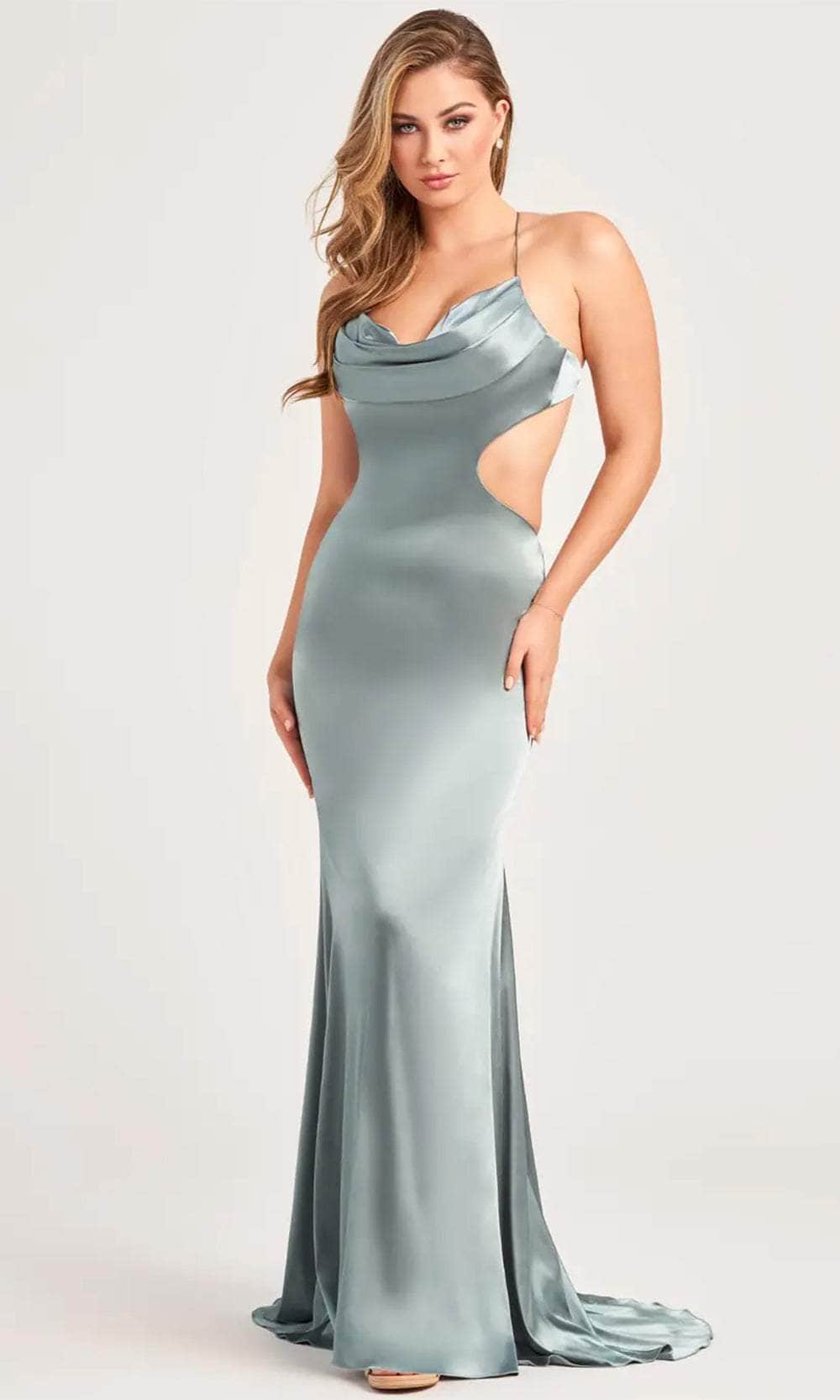 Image of Colette By Daphne CL5282 - Cowl Neck Satin Prom Dress