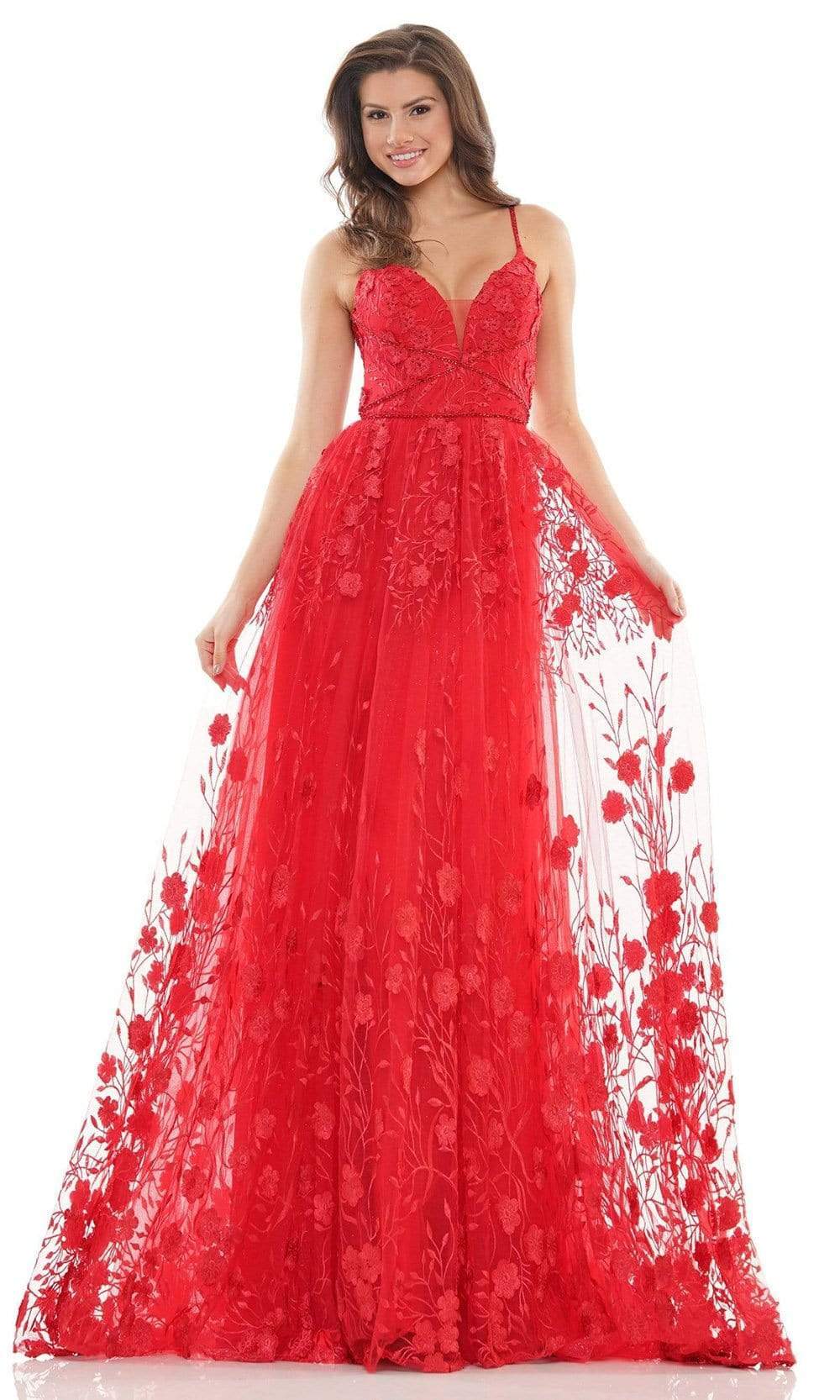 Image of Colors Dress - 2726 Embroidered V-Neck A-Line Dress