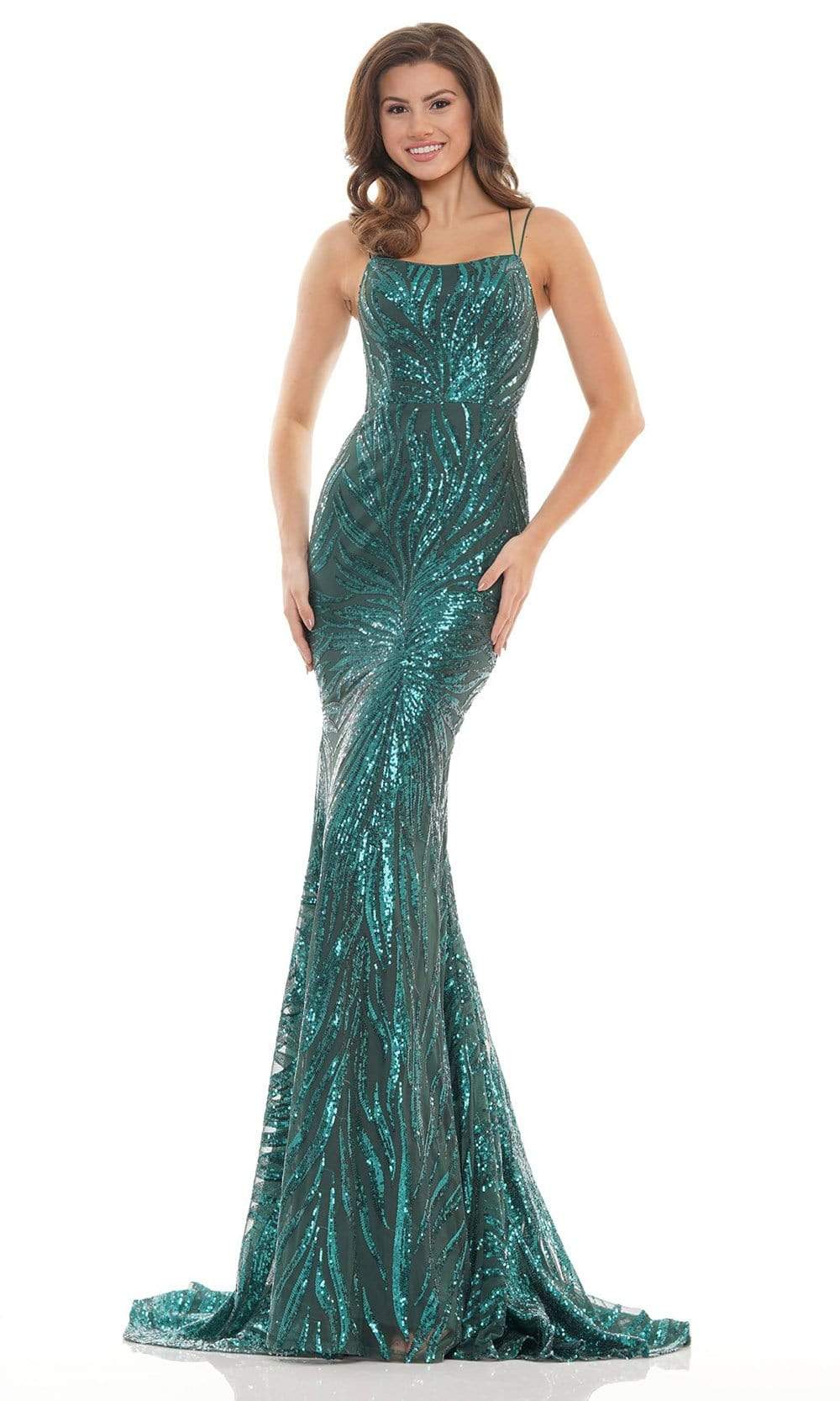 Image of Colors Dress - 2743 Straight Across Sequin Dress