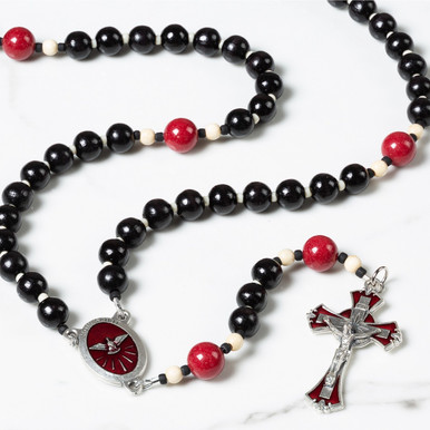 Image of Confirmation Black Wood Rosary with Prayer Card