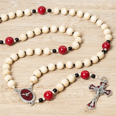 Image of Confirmation Wood Rosary with Prayer Card