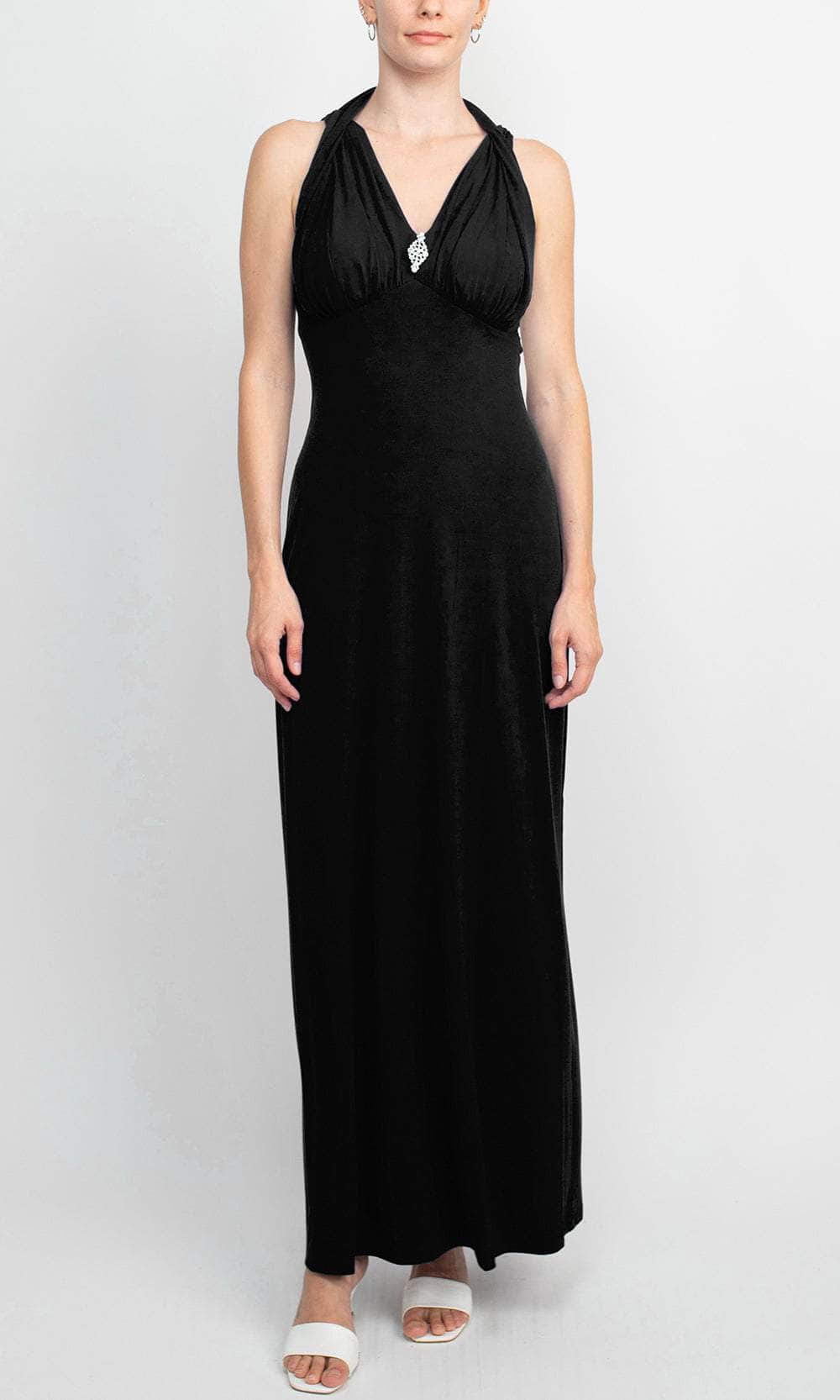 Image of Connected Apparel T1312988M1 - Cross Neck Evening Dress