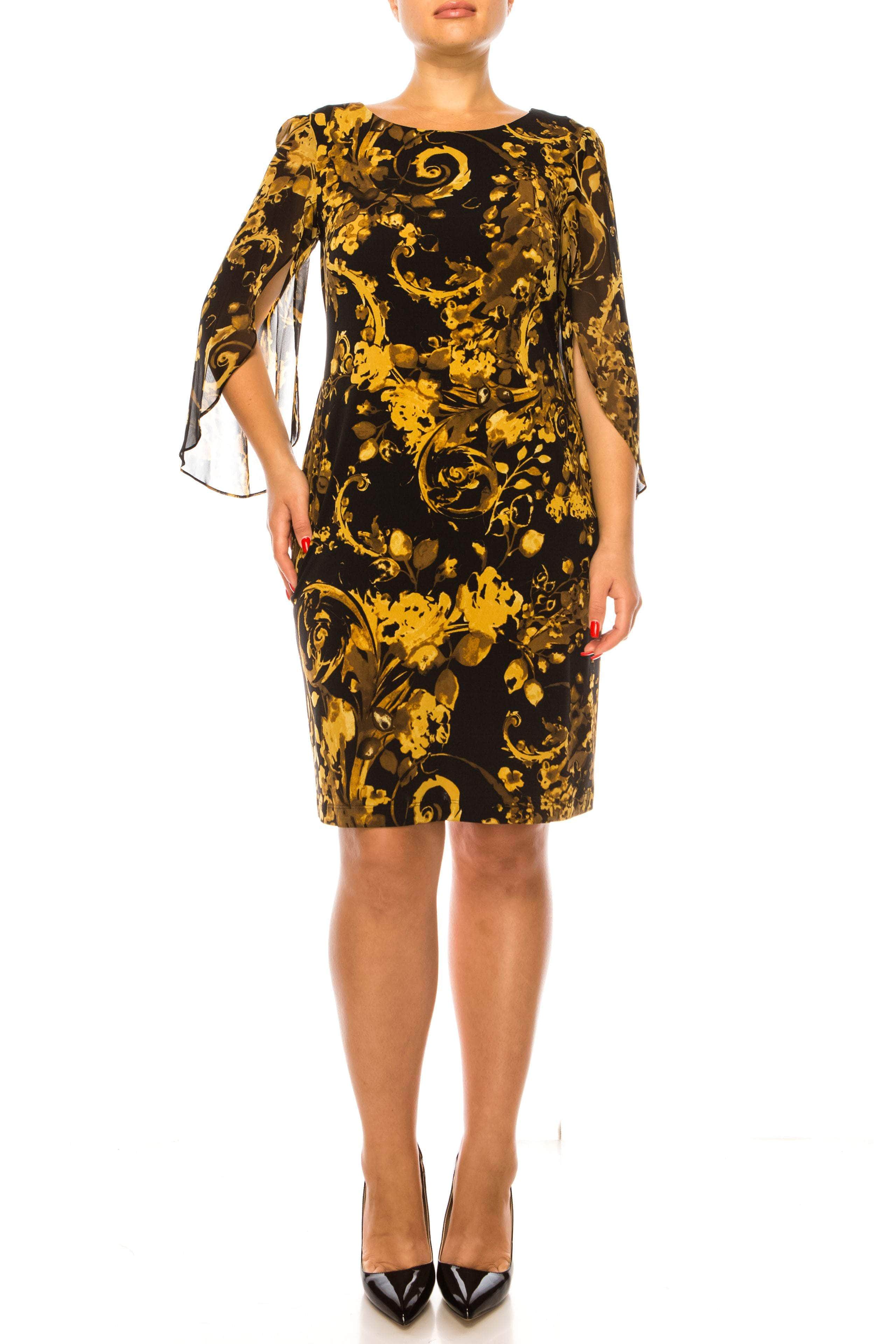 Image of Connected Apparel TCC97727 - Sheer Sleeve Floral Printed Formal Dress