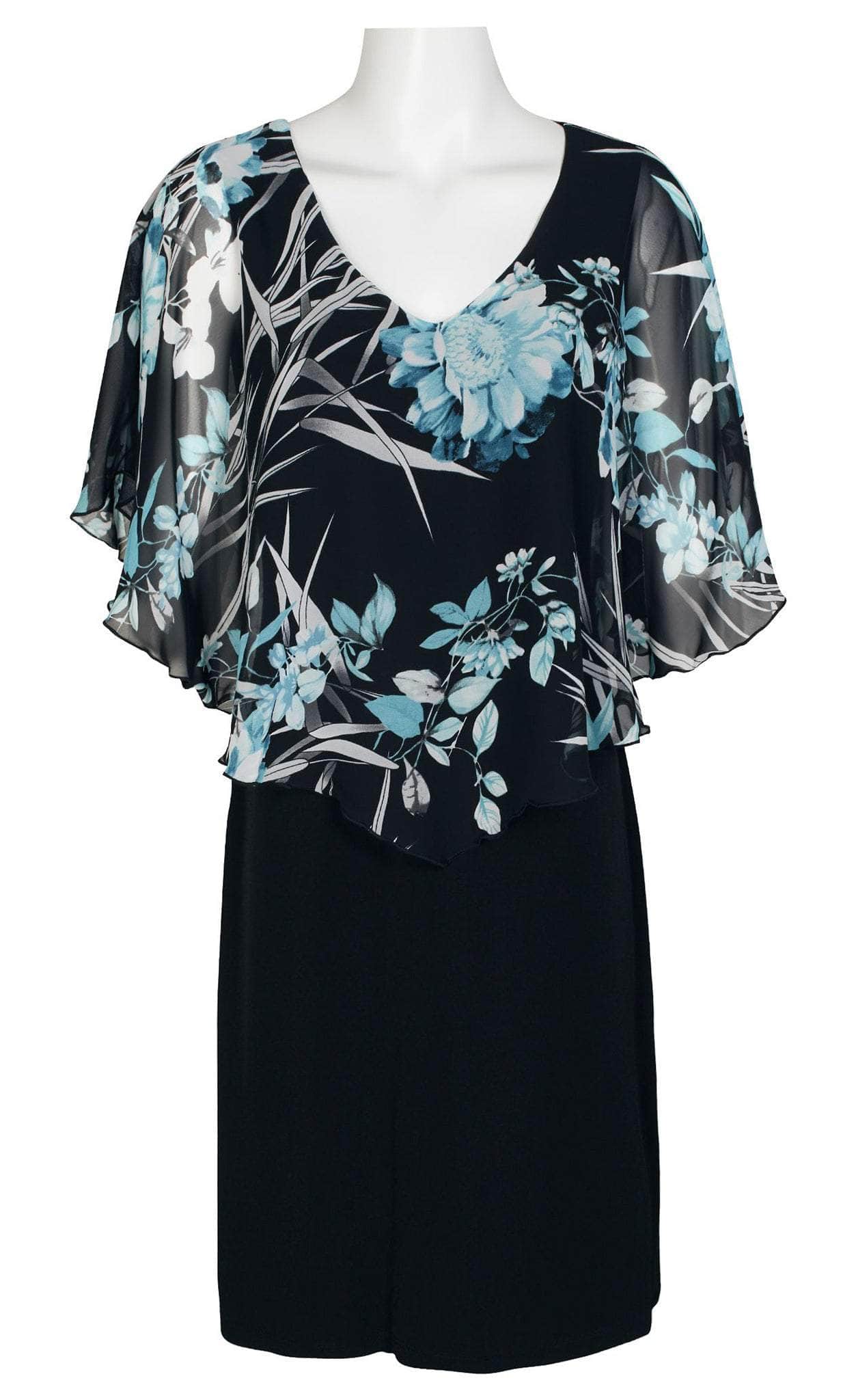 Image of Connected Apparel TCN43080M1 - Cape Sleeve Floral Short Dress
