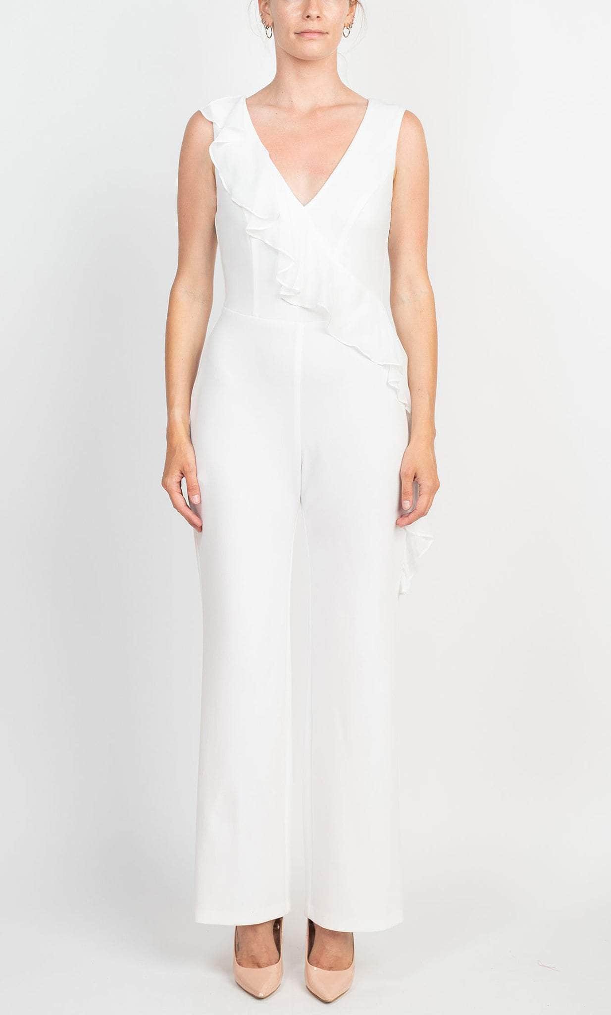 Image of Connected Apparel TJE48170M1 - Sleeveless Ruffled Evening Pantsuit