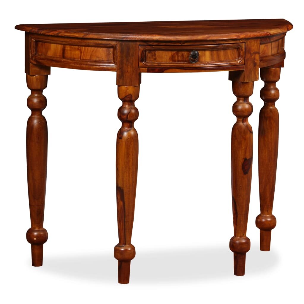 Image of Console Table Solid Sheesham Wood 354"x157"x30" Half Round