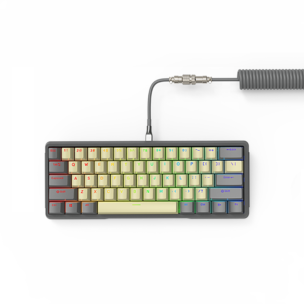 Image of Coolkiller CK181-Mini DIY 61 Key Gaming Mechanical Keyboard With Hot swappable OEM RGB Lighting Effect Coiled Cable Mini