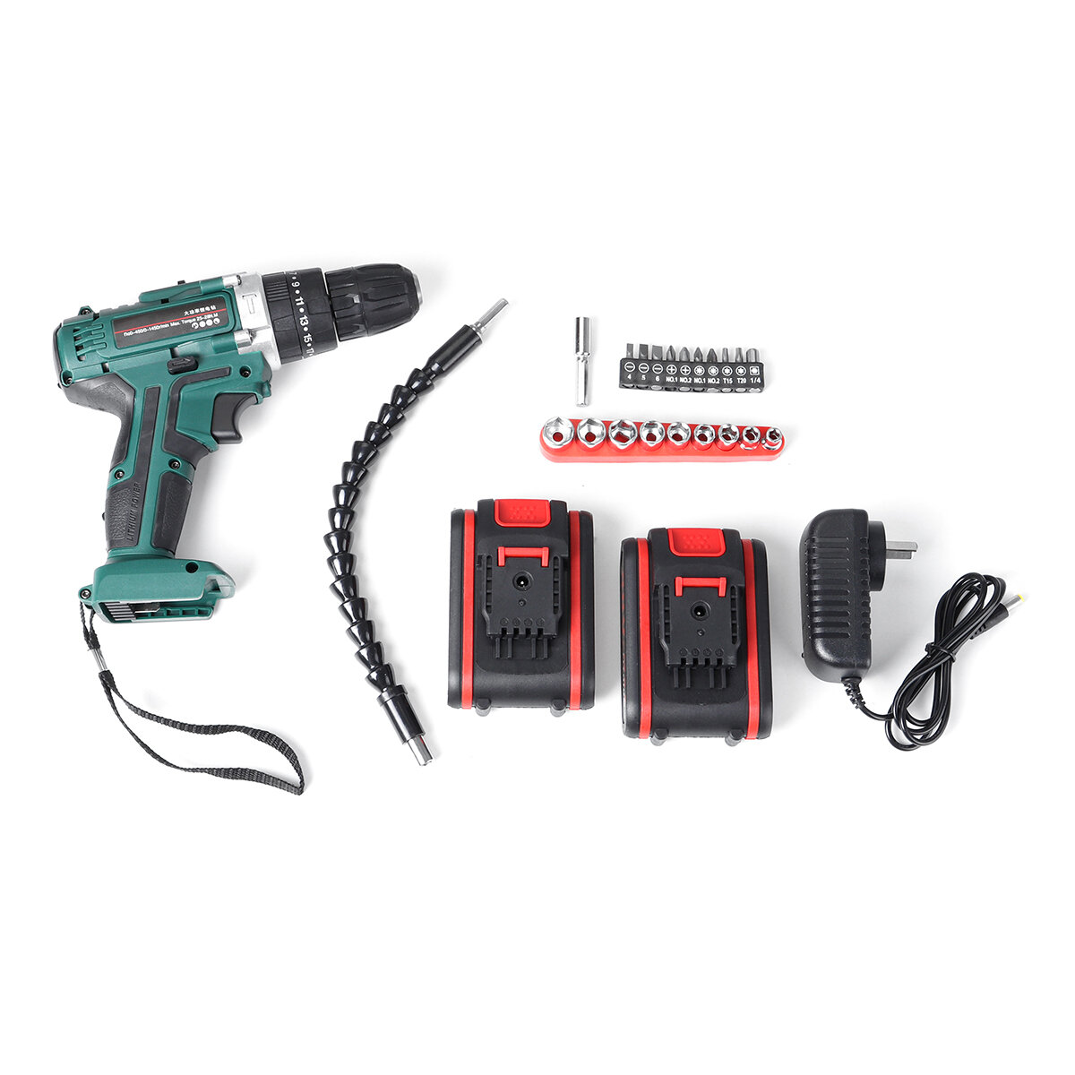 Image of Cordless Impact Drill Driver High/Low 25+3 Gears Speed 2 Battery Set