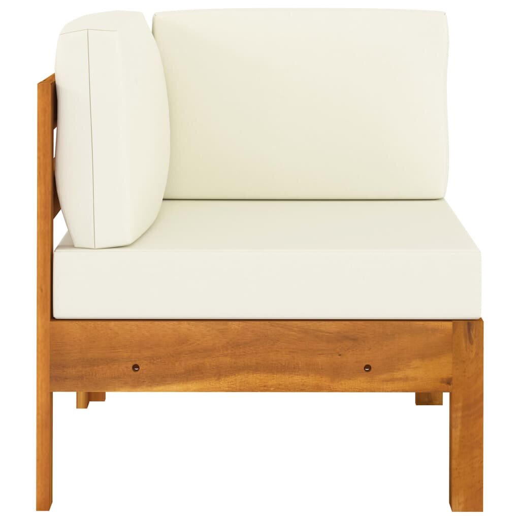 Image of Corner Sofa with Cream White Cushions Solid Acacia Wood