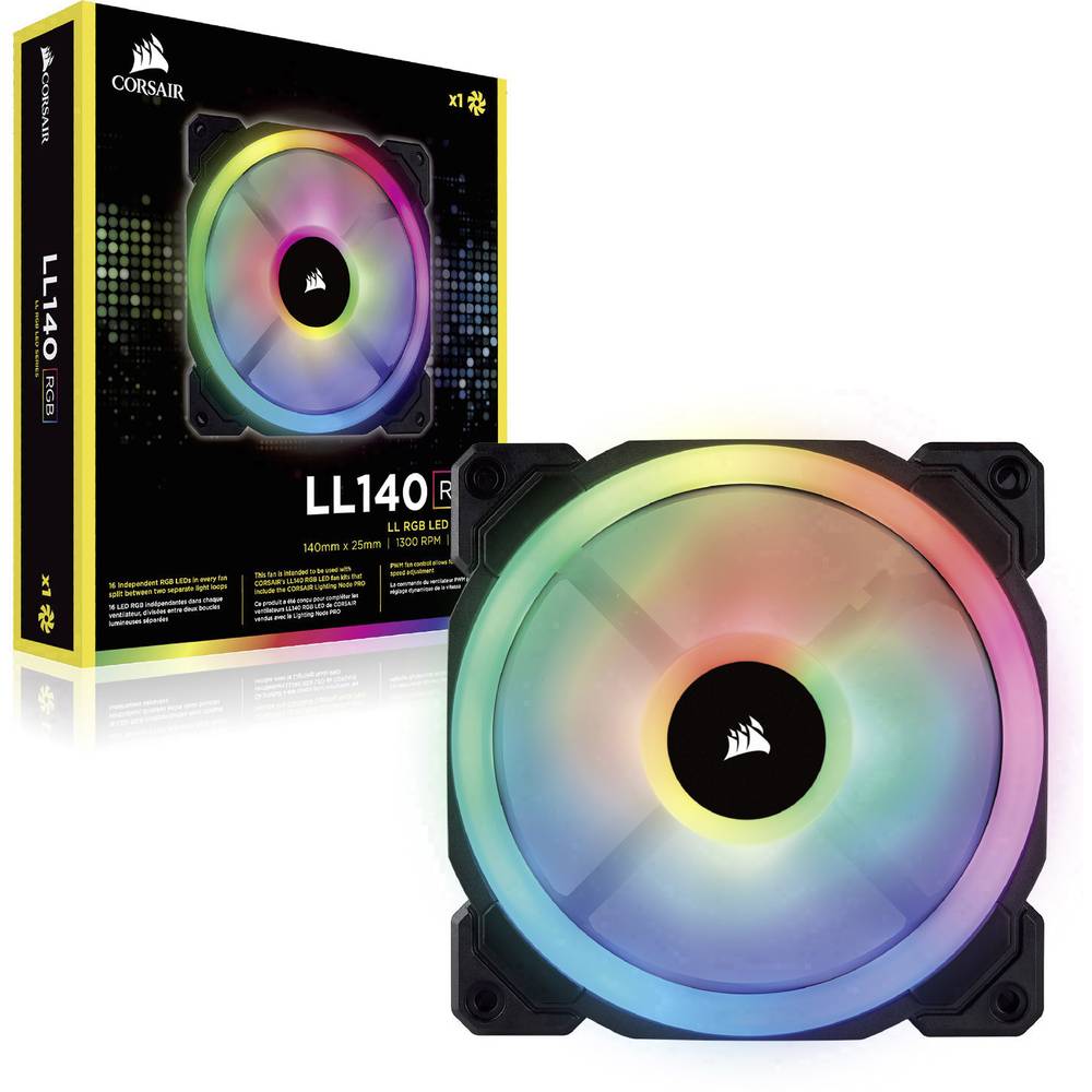 Image of Corsair LL140 RGB Dual Light Loop PC fan Black RGB (W x H x D) 140 x 140 x 25 mm incl LED lighting
