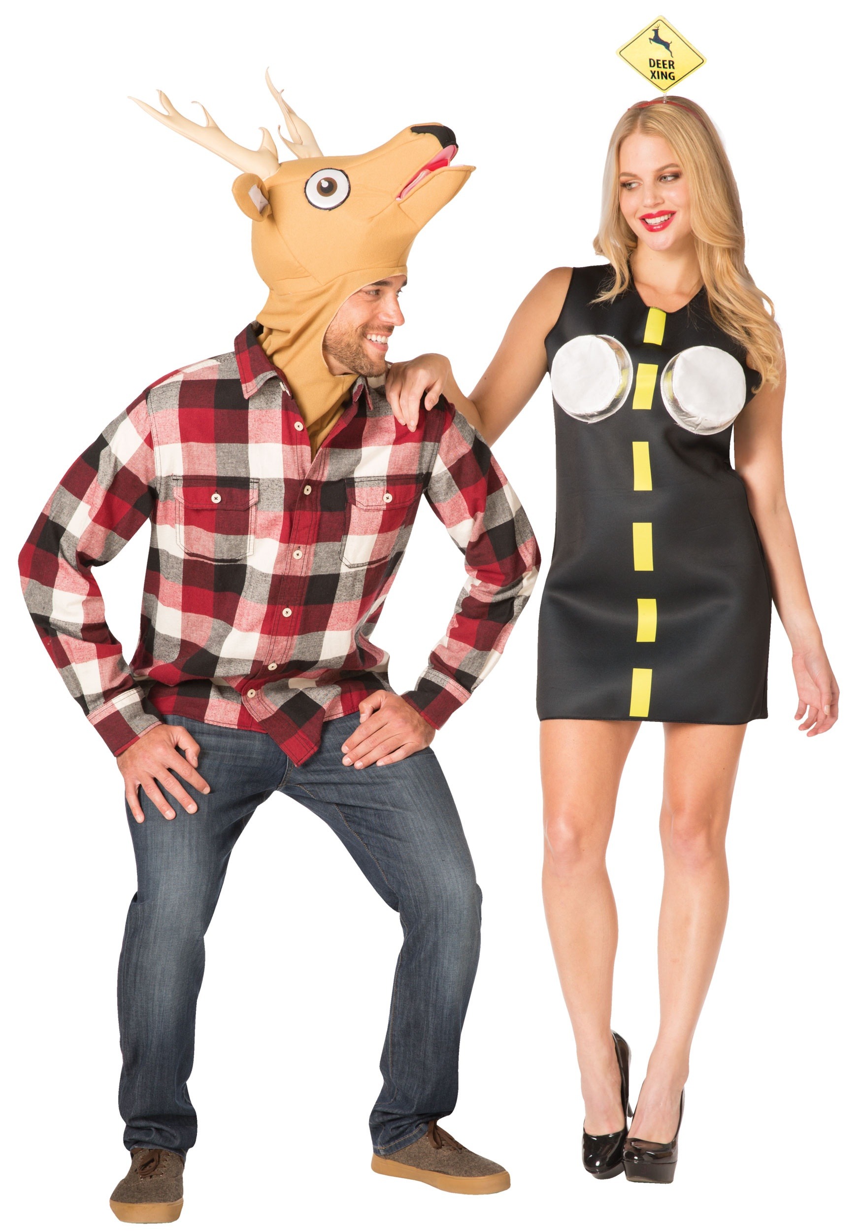 Image of Couples Deer in Headlights Costume Set | Funny Halloween Costumes ID RA6196-ST