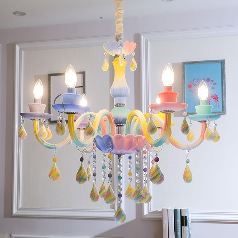 Image of Couture Rainbow Crystal Chandelier lighting European Candle Lamp Bedroom Living Room Dining Room Chandeliers Decoration Pendant Lamps