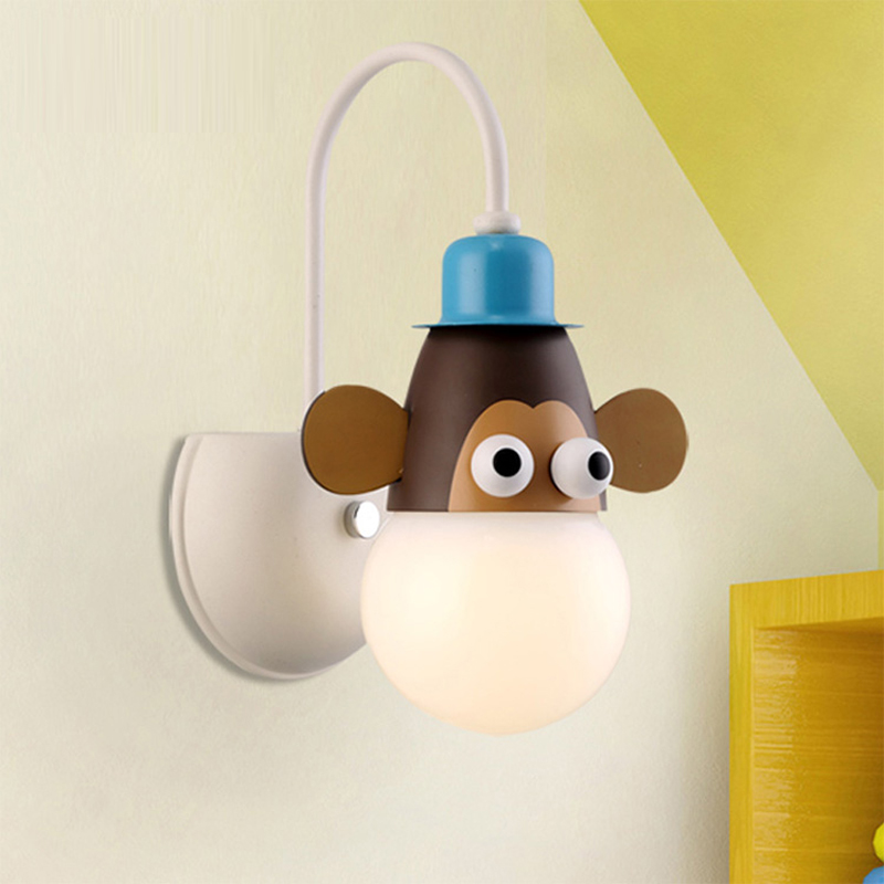 Image of Creative bedside cartoon children&#039s lamp room decoration animal personality boy girl LED baby bedroom lovely wall lamp