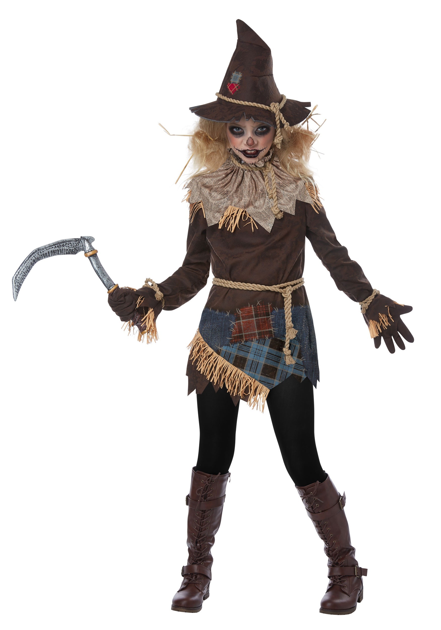 Image of Creepy Scarecrow Costume for Girls ID CA04097-XS