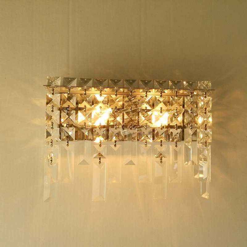 Image of Crystal Sconces With E14 living room wall lamp Bedroom modern bedside wall lights