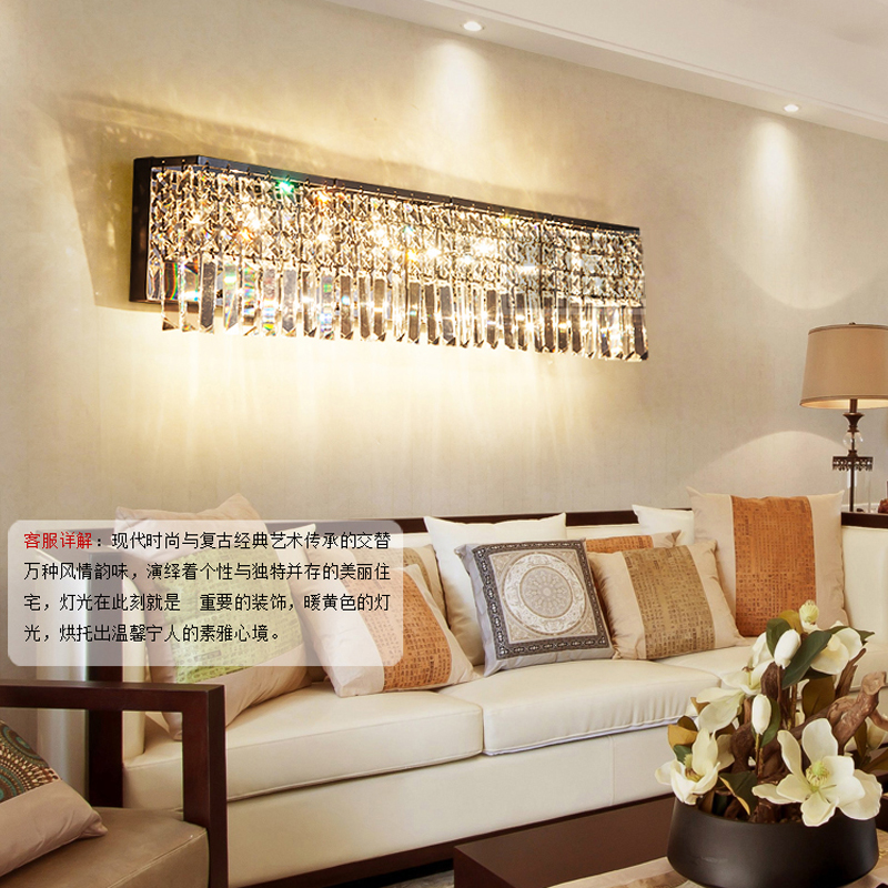 Image of Crystal wall lamp hotel living room background crystals wall light villa dining bedroom sonce decorate