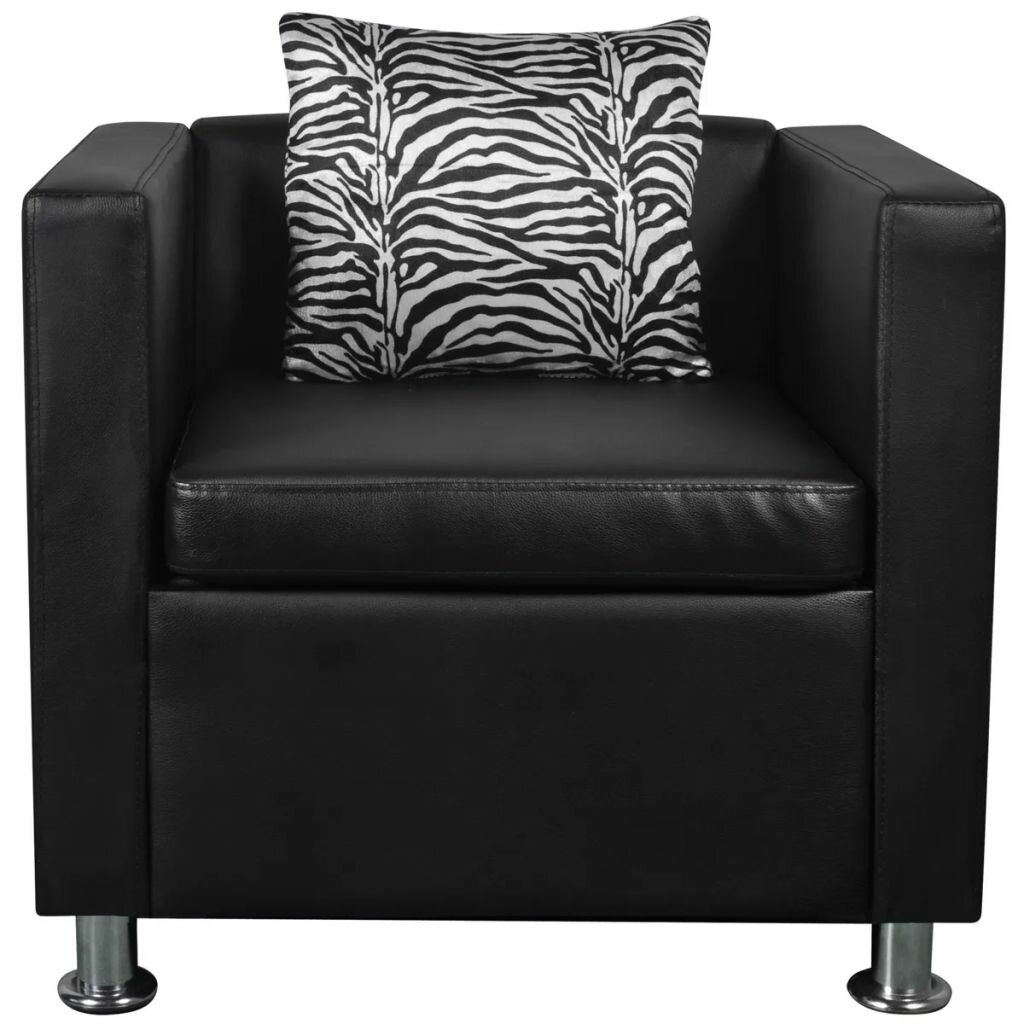 Image of Cube Armchair Black Faux Leather