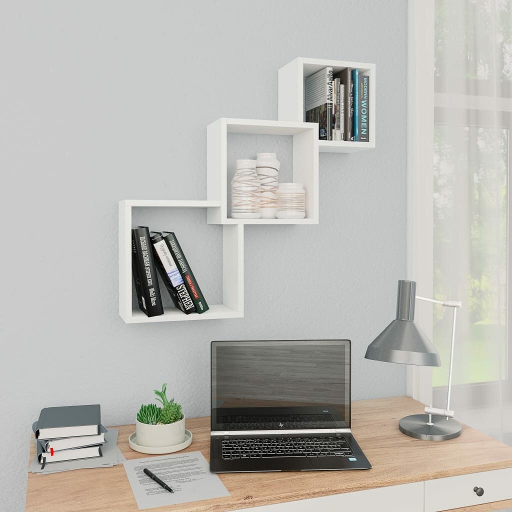 Image of Cube Wall Shelves White 333"x59"x106" Chipboard