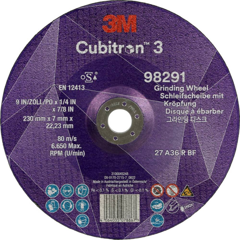 Image of Cubitron 98291 Grinding disc Diameter 230 mm Bore diameter 2223 mm 10 pc(s)