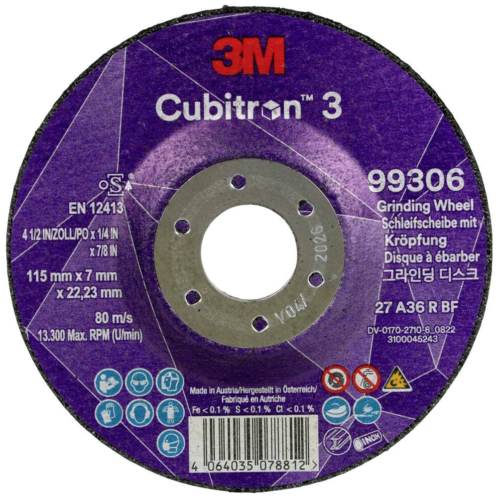 Image of Cubitron 99306 Grinding disc Diameter 115 mm Bore diameter 2223 mm 10 pc(s)