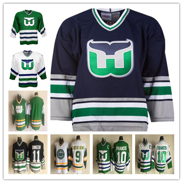 Image of Custom Hartford Whalers Vintage CCM Hockey Jerseys Any Name Any Number Stitched Mike Liut CHRIS PRONGER Ron Francis VERBEEK Kevin Dineen Gle