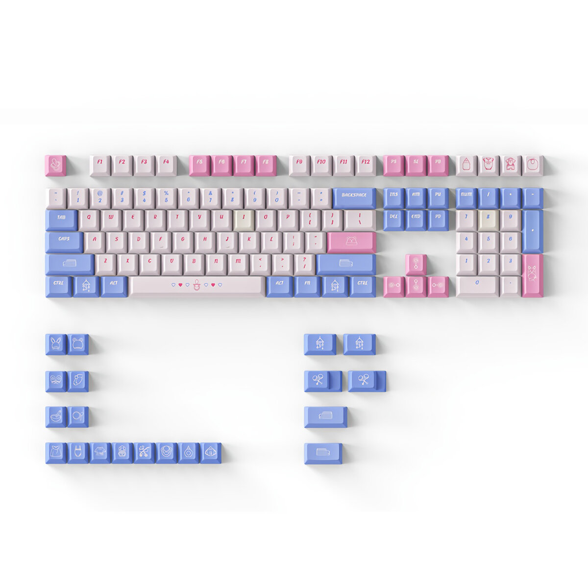 Image of DAGK 128 Keys Happy Baby Keycap Set Cherry Profile PBT Five-sided Sublimation Keycaps for Mechanical Keyboards