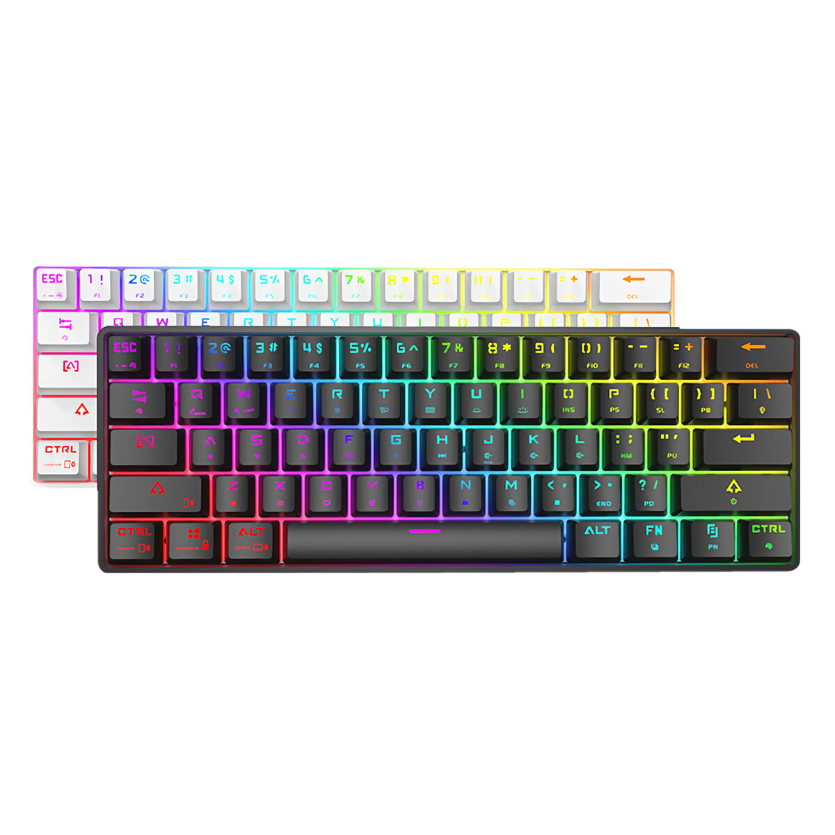 Image of DK61 bluetooth Mechanical Keyboard 61 Keys Dual Mode Wireless bluetooth50 + Type-C Wired RGB Backlit Gaming Keyboard