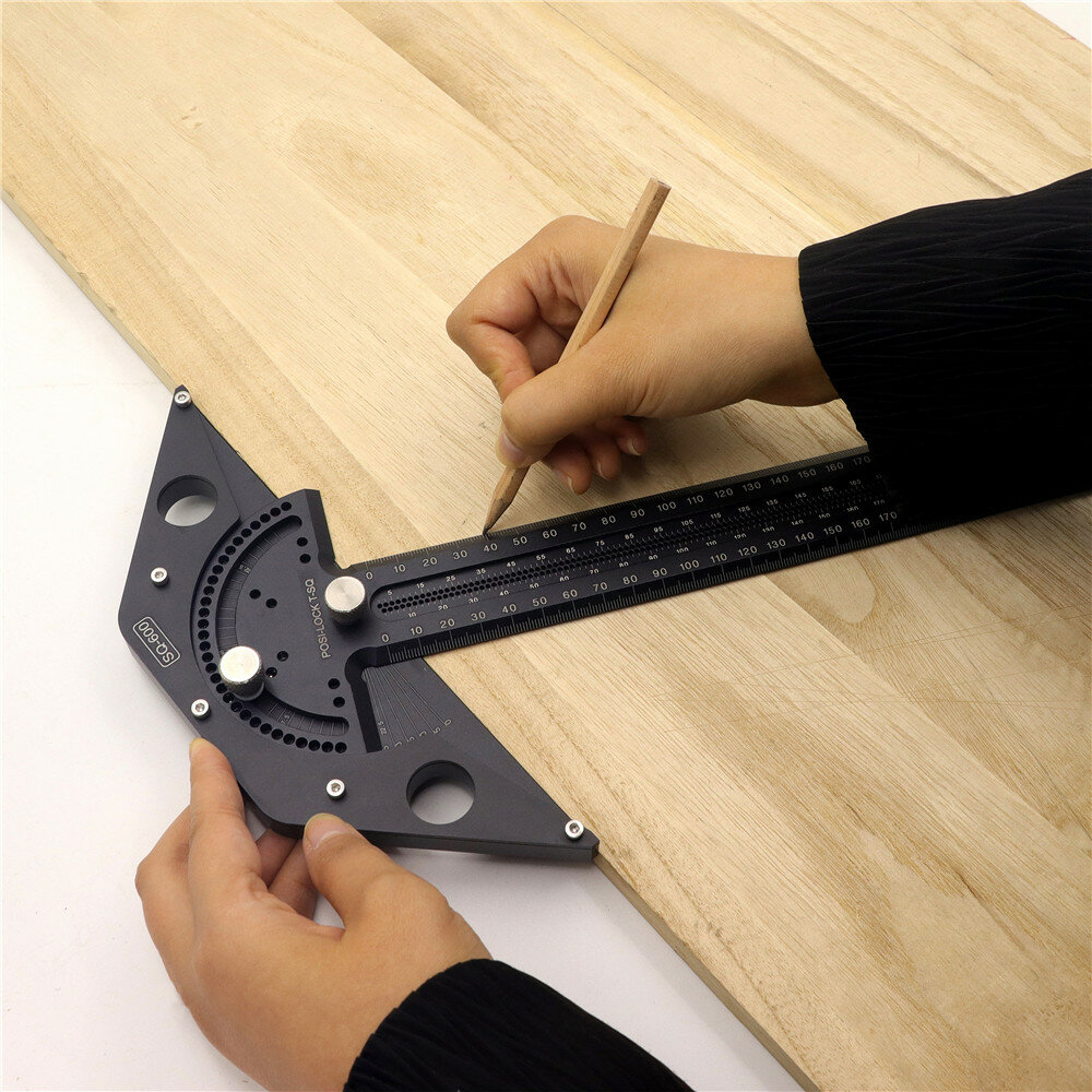 Image of DOCTORWOOD 600mm Woodworking Scriber Gauge Aluminum Alloy Angle positioning T Square Positive Lock Marking Ruler