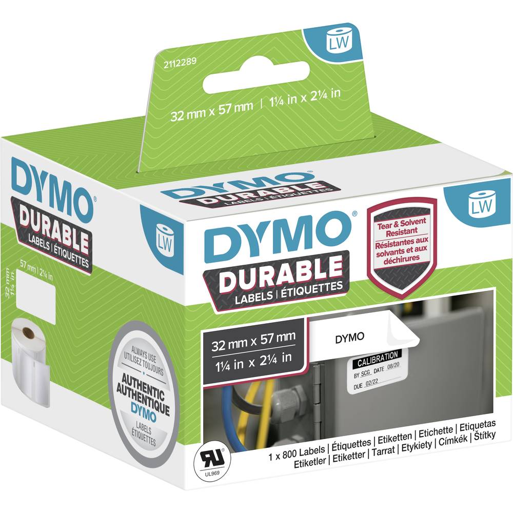 Image of DYMO Label roll 57 x 32 mm PE film White 800 pc(s) Permanent adhesive 2112289 All-purpose labels Address labels