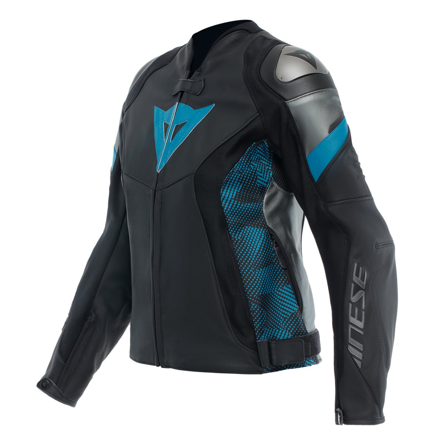 Image of Dainese Avro 5 Leather Jacket WMN Black Teal Anthracite Size 40 ID 8051019639837