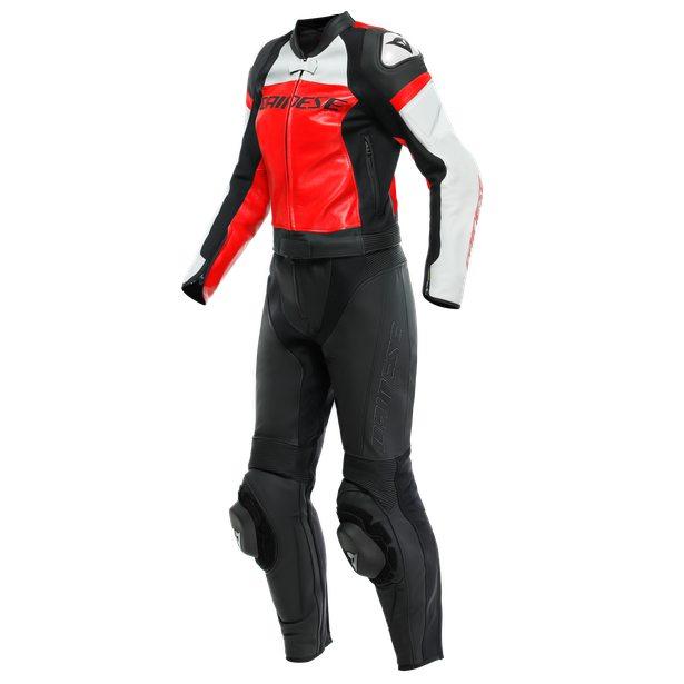 Image of Dainese Mirage Lady Leather 2PCS Suit Black Lava Red White Size 40 EN