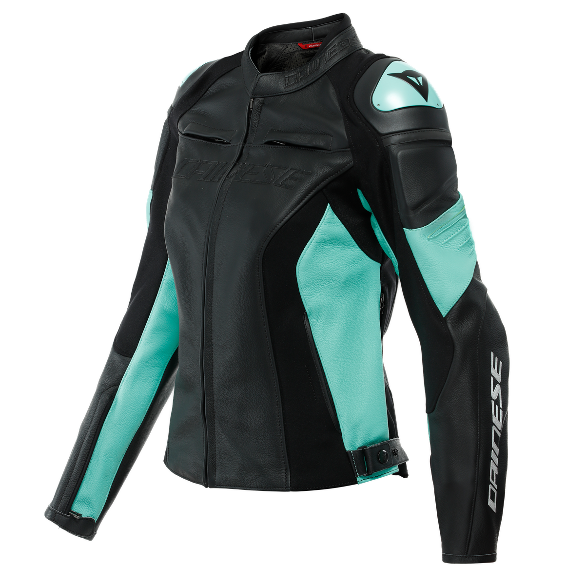 Image of Dainese Racing 4 Leather Jacket Lady Black Aqua Green Size 40 EN