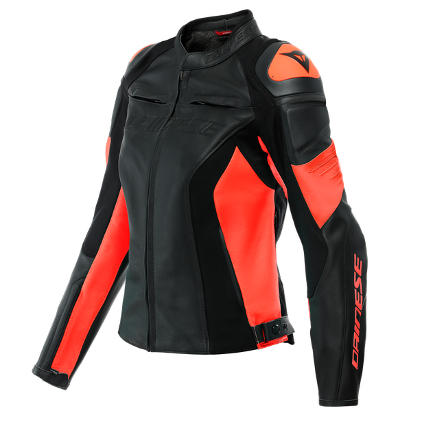 Image of Dainese Racing 4 Leather Jacket Lady Black Fluo Red Size 42 ID 8051019297525