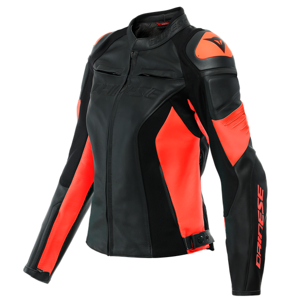Image of Dainese Racing 4 Leather Jacket Lady Black Fluo Red Size 46 ID 8051019297259