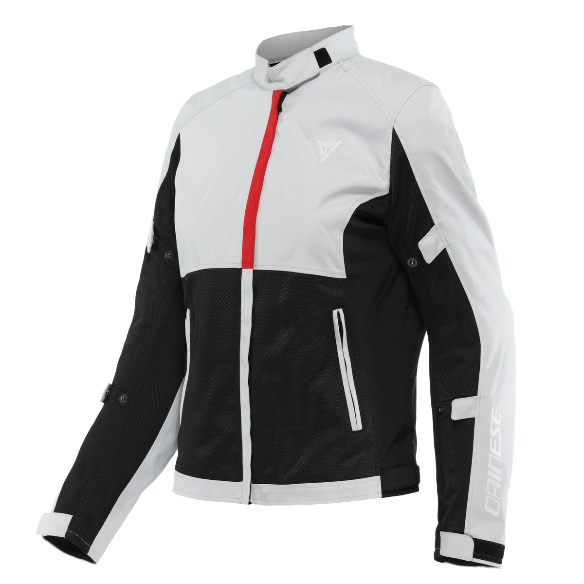 Image of Dainese Risoluta Air Tex Jacket Lady Glacier Gray Lava Red Size 38 EN