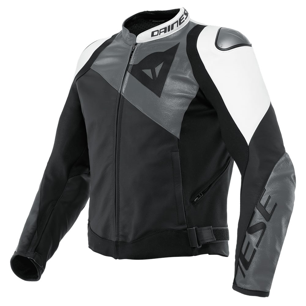 Image of Dainese Sportiva Leather Jacket Black Matt Anthracite White Size 50 EN