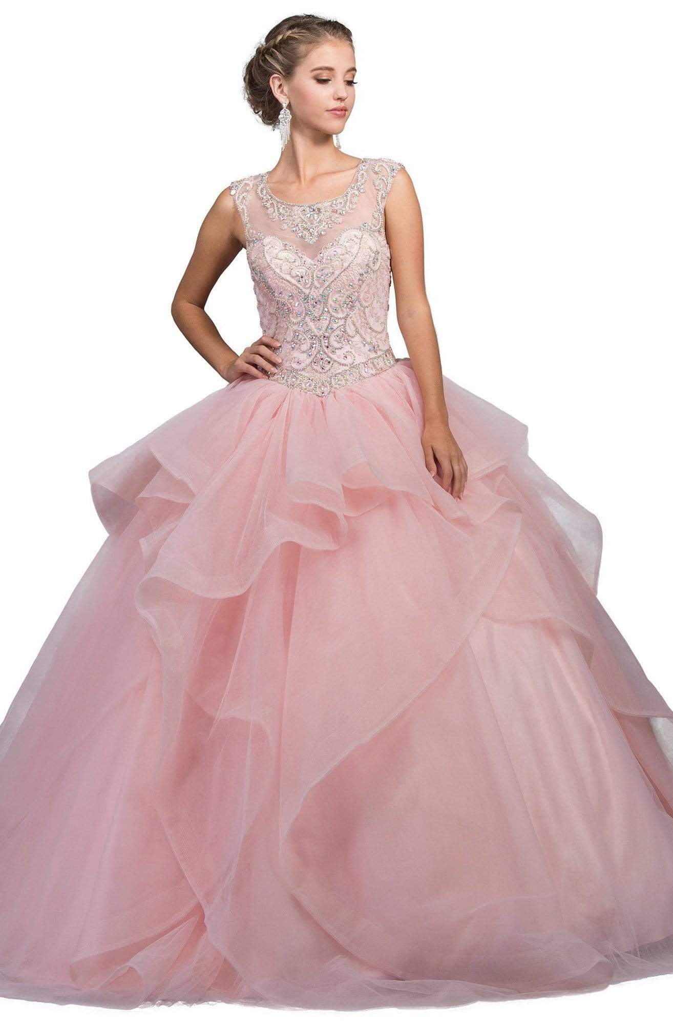 Image of Dancing Queen - 1198 Cap Sleeve Jeweled Embroidery Ballgown