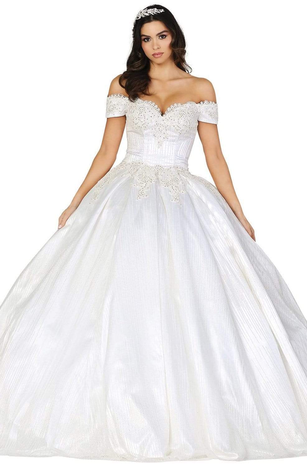 Image of Dancing Queen - 147 Embellished Off-Shoulder Wedding Dress