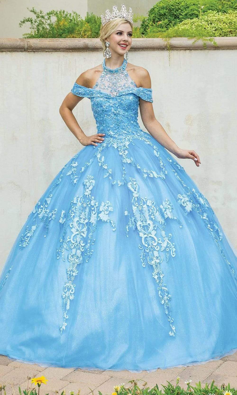 Image of Dancing Queen - 1577 Halter Embroidered Ballgown