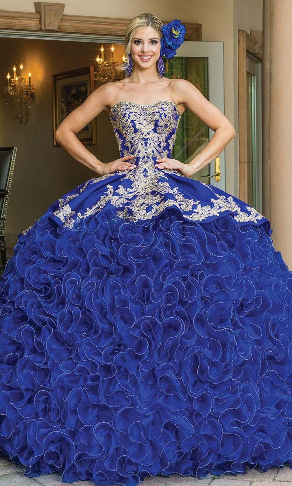 Image of Dancing Queen - 1634 Strapless Embellished Ruffled Gown