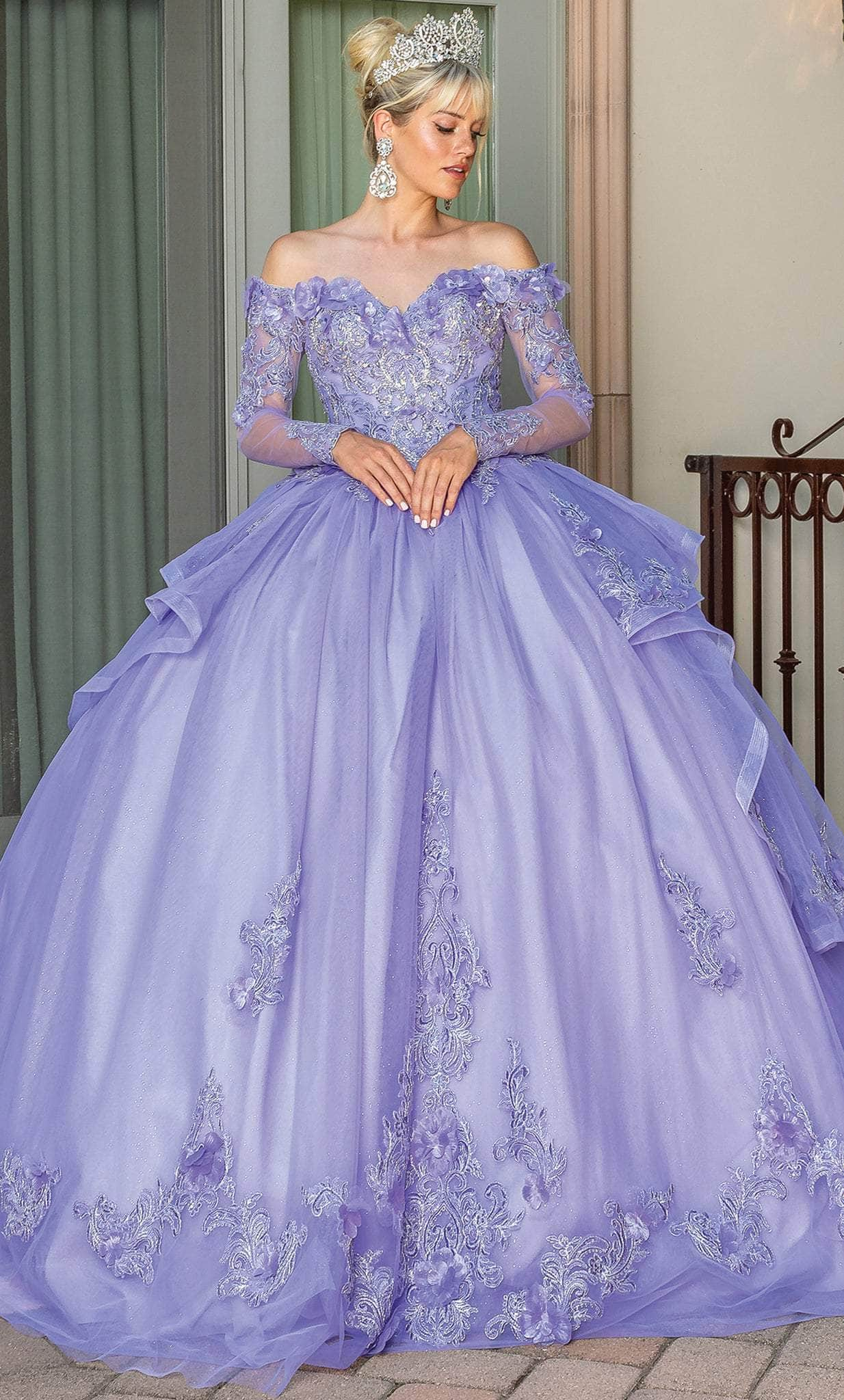 Image of Dancing Queen 1667 - Long Sleeve Quinceanera Ballgown