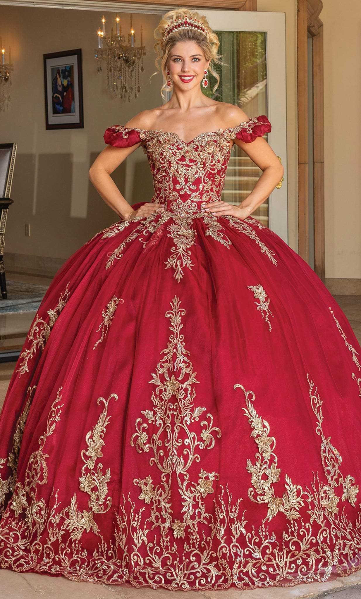 Image of Dancing Queen 1697 - Puff Off Shoulder Quinceanera Ballgown