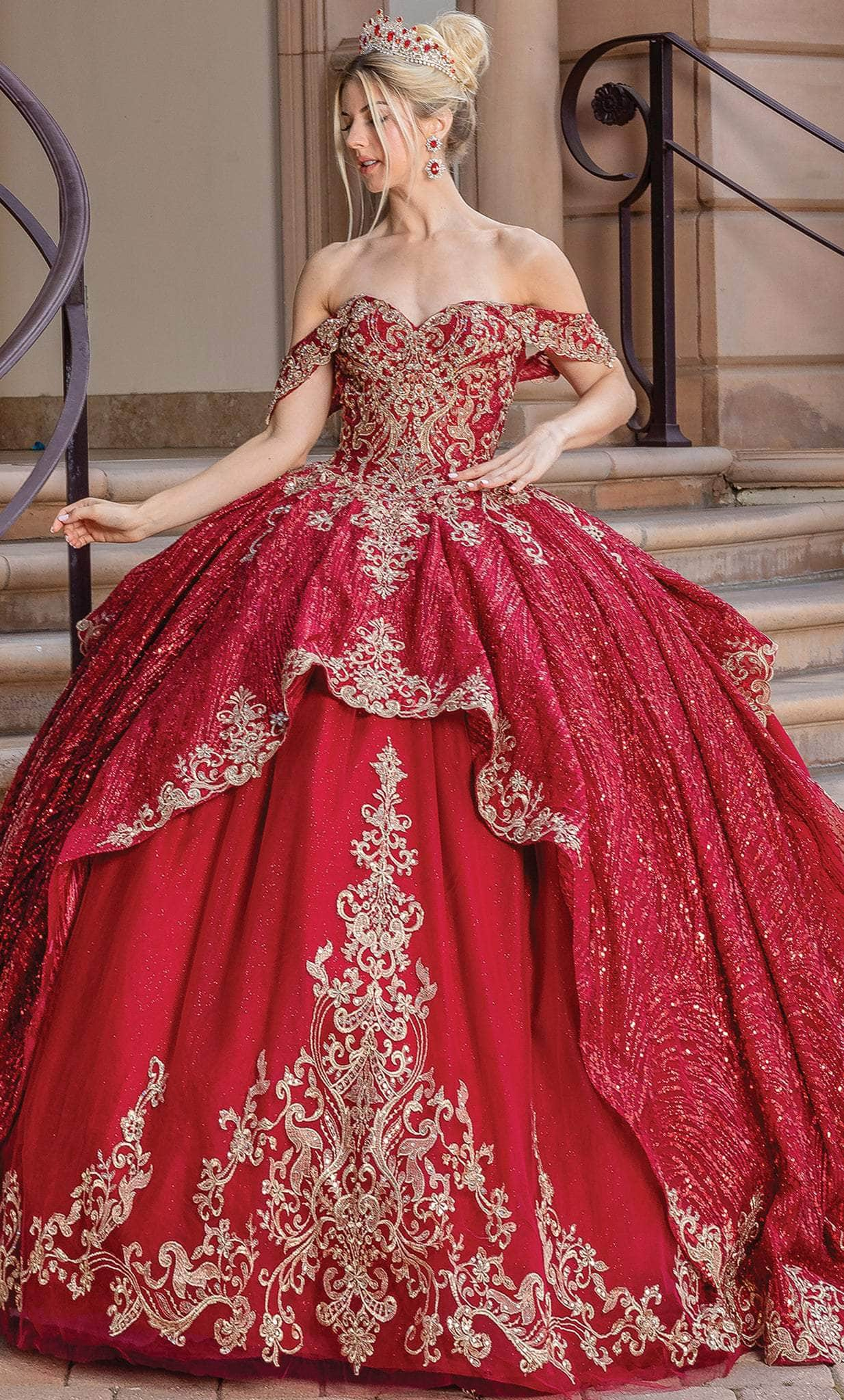 Image of Dancing Queen 1710 - Cold Shoulder Applique Ballgown