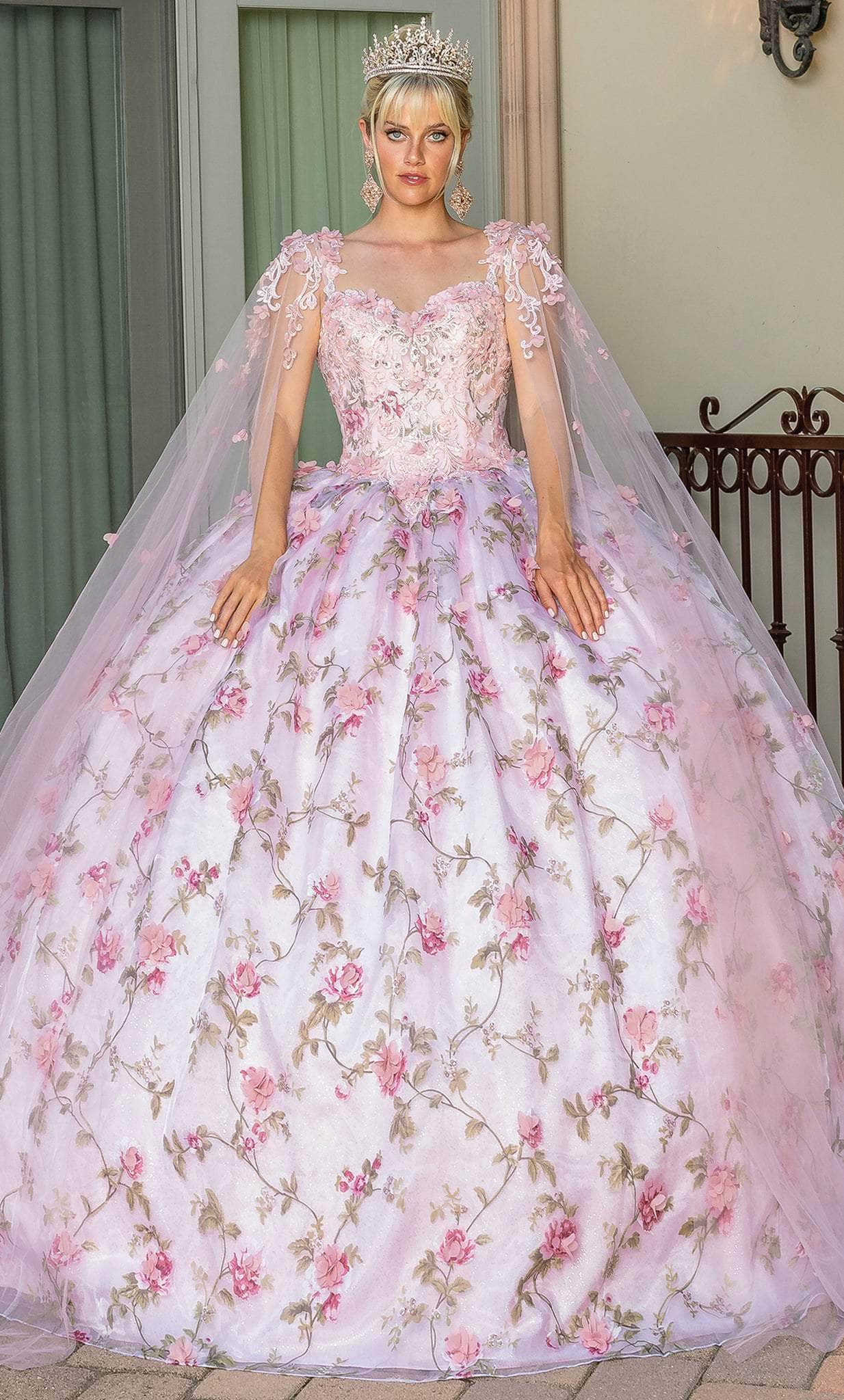 Image of Dancing Queen 1715 - Sweetheart Floral Printed Ballgown