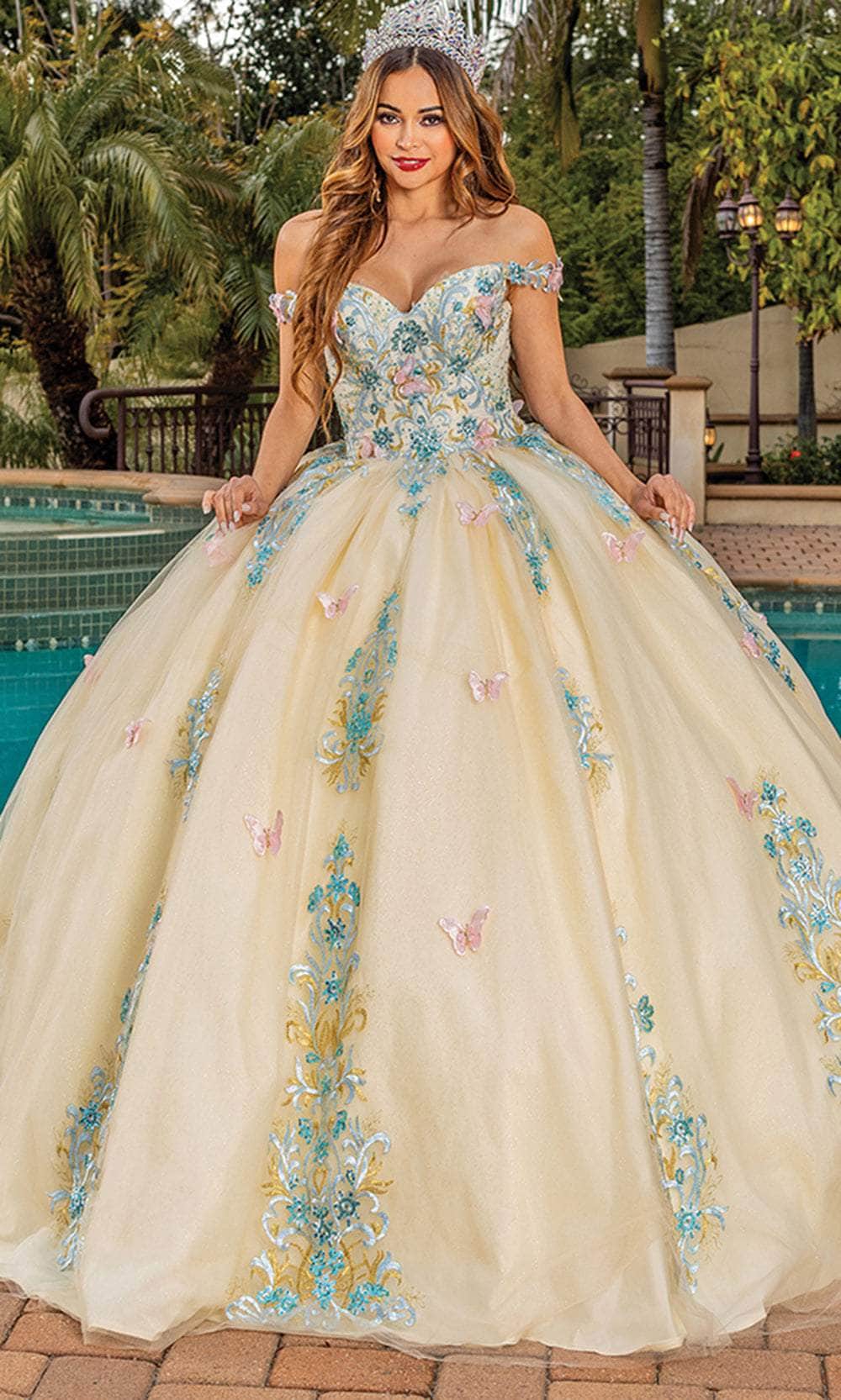 Image of Dancing Queen 1823 - Butterfly Appliqued Sweetheart Ballgown