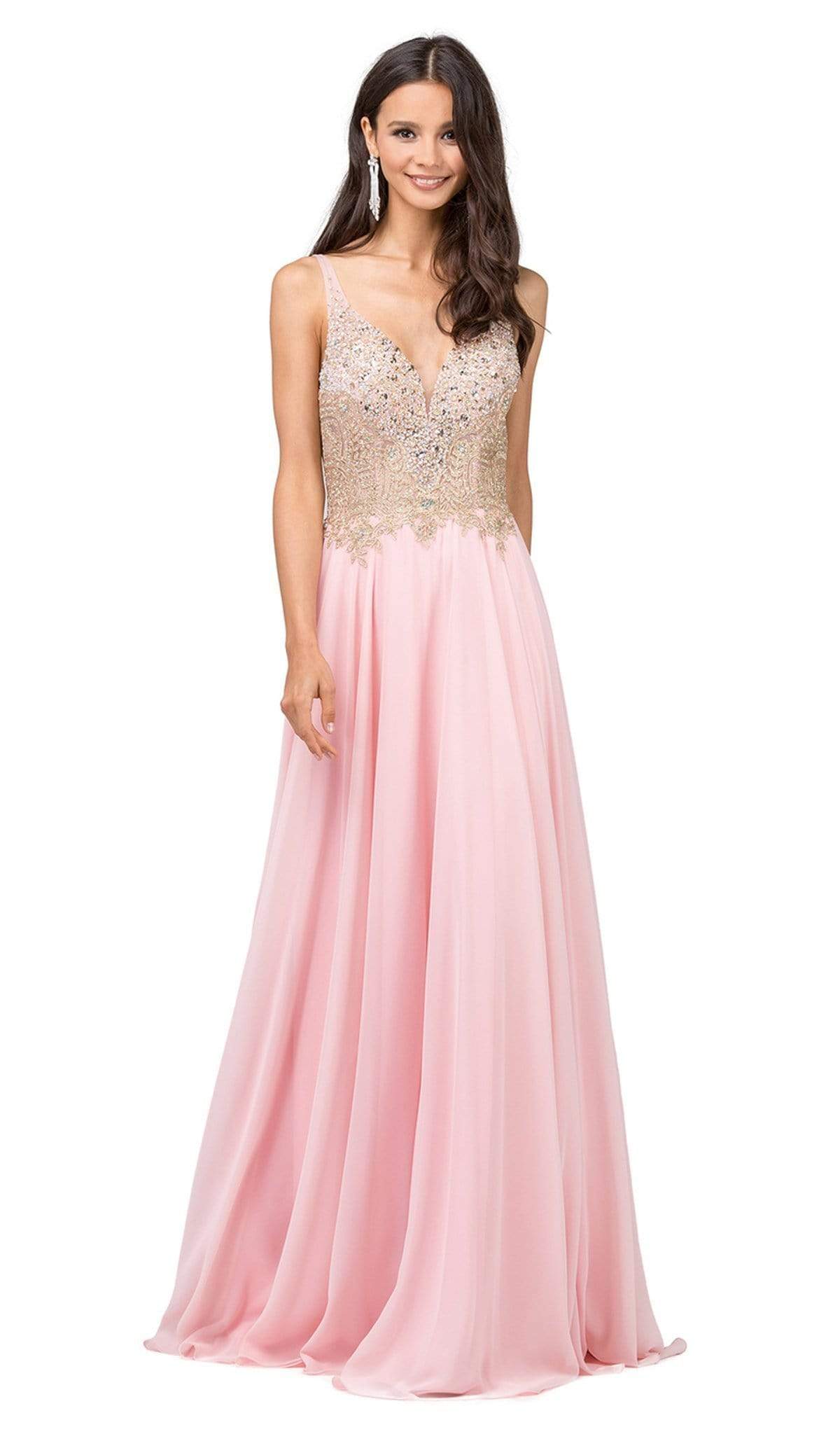 Image of Dancing Queen - 2259 Beaded Plunging Sweetheart Chiffon Prom Dress
