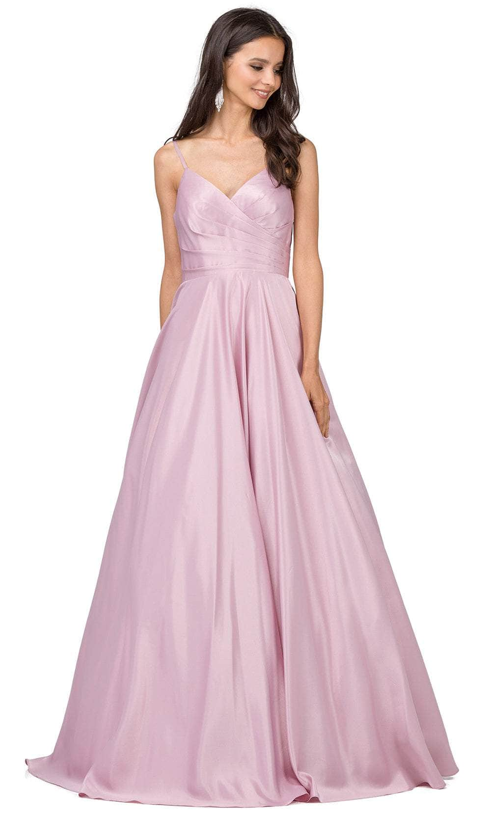 Image of Dancing Queen 2339 - Surplice V-Neck Satin Prom Gown